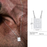 Christmas Gift Men Cross Scapular Necklace,Mini Tag Necklace,Iconic Love Scapular Necklace,Stainless Steel Jesus Christ Religious Jewels