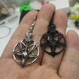 Fashion Vintage Women's Pentagram Pan God Skull Goat Head Pendant Earrings Gothic Witch Jewelry