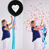 36inch Gender Reveal Balloon Black Latex Confetti Globos Fun Baby Party Decoration He or She Boy or Girl Baby Shower Supplies
