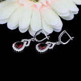 Back to school Cifeeo  Fashion Office Style Red Stone Bridal Jewelry White Cubic Zirconia Beads Drop Dangle Earrings For Women