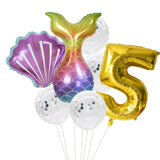 Christmas Gift Little Mermaid Party Balloons 32inch Number Foil Balloon Kids Birthday Party Decoration Supplies Baby Shower Decor Helium Globos