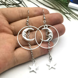 Original Design~Moon and Stars Earrings,Celestial Earrings,Crescent Moon Earrings,Celestial Gift for Her