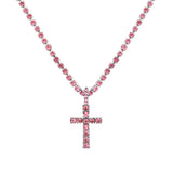 Punk Hip Hop Rhinestone Cross Pendant Necklace for Women Men Bling Iced Out Crystal Chain Choker Necklace Jewelry On The Neck