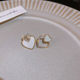 Cifeeo Korean New Asymmetric Love Small Earrings Fashion Temperament Exquisite Versatile Earrings Female Jewelry