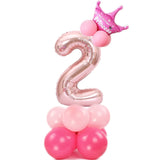 14 pcs Number Balloon Stand Foil Digital Balloons With Crow Wedding Birthday Party Decorations Kids Boy Girl Baby Shower Balloon