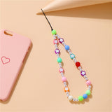 Cifeeo Ins Trendy Colorful Smiling Beads Chain Mobile Phone Chain Anti-lost Handmade Acrylic Cord Lanyard for Women Gifts