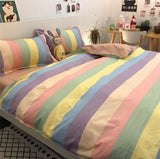 Cifeeo Rainbow Bedding Set Cartoon Printed Bed Linen Sheet Adult Kids Childs 4IN1 3IN1 Bedsheet with Duvet Cover Pillowcase All Season