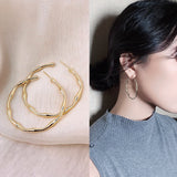 Design Sense Metal Golden Bamboo Shape Big Hoop Earrings For Woman 2020 New Fashion Korean Jewelry Wedding Party Unusual Earring