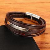 Christmas Gift Geometric Stainless Steel Accessories Combination Leather Men's Bracelet Classic Multi-layer Luxury Style For Handsome Boys Gift