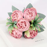 Christmas Gift 30cm Rose Silk Peony Artificial Flower Pink DIY Home Living Room Garden Wedding Decoration Fake Flowers for Vase Cheap Bouquet