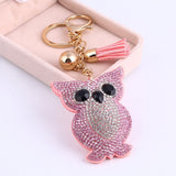 Heart Keychain Leather Tassel Key Holder Metal Crystal Key Chain Keyring Charm Auto Pendant Gift