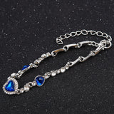 2020 New Korean Fashion Jewelry Crystal Heart Charm Bracelets & Bangles Pulseiras Blue Rhinestone Bracelets For Women