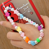 2021 New Colorful Acrylic Pearl Soft Pottery Cartoon Face Fruits Anti-lost Mobile Phone Strap Cord for Women Accessories