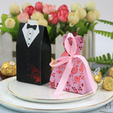 50/100pcs Bride And Groom Wedding Favor And Gifts Bag Candy Box DIY With Ribbon Wedding Decoration Souvenirs Party Supplies