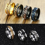 Cifeeo Christmas Gift 8mm Spinner Ring For Men Stainless Steel Cuba Chain Wedding Men's Anti Stress Jewelry