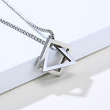 Christmas Gift Popular Men Necklace,Interlocking Square Triangle Male Pendant,Stainless Steel Modern Trendy Geometric Necklaces,Hipster Jewelry