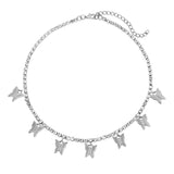 Cifeeo Fashion Bling Crystal Tennis Chain Choker Necklace for Women Gold Silver Color 7 Butterfly Cherry Pendant Necklace Party Jewelry