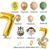 33pcs Avocado Green Metal Gold Balloon Kit With Figure Balloons For Kids Birthday Jungle Safari Party Decor DIY Home Supplies