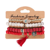 Vintage Ethnic Multilayer Big beads Bracelets Boho Statement Flower Bracelet Bangles For Women Summer Jewelry