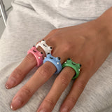 New Cartoon Frog Rings for Men Fashion Cute Frog Resin Women's Ring Acrylic Animal Band Jewelry Couple Rings