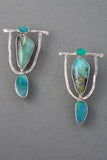 Cifeeo Retro Earrings Silver Color Earrings for Women Inlaid Green Stone Dangle Earrings Women Bridal Wedding Jewelry Gift