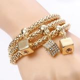 3Pcs Bracelet Crystal Owl Music Note Boy Girl Heart Charm Bracelets For Women Pulseria Feminina Jewelry Gift amazing price