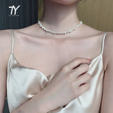 Baroque natural pearl necklace women's clavicle chain simple temperament 2023 New Jewelry Wedding Party Gift Necklace versatile