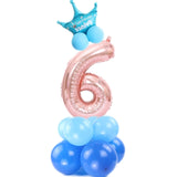 14 pcs Number Balloon Stand Foil Digital Balloons With Crow Wedding Birthday Party Decorations Kids Boy Girl Baby Shower Balloon