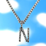 A-Z Custom Rhinestone Tennis Chain Letter Necklace for Women Men HipHop Jewelry Alphabet Pendant Necklace Choker Chain Wholesale