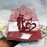 10pcs European Laser Cut Wedding Invitations Card 3D Tri-Fold Diamond Ring Elegant Greeting Card Wedding Party Favor Decoration