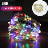 Christmas Gift 5 Colors LED Outdoor Light String Fairy Garland Battery Power Copper Wire Lights For Christmas Festoon Party Wedding