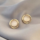 Elegant and Exquisite Opal Petal Circle Stud Earrings For Woman New Classic Jewelry Luxury Party Girl's Unusual Earrings