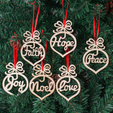 Christmas Hollow Wooden Pendant Merry Christmas Decorations For Home Hanging Drop Ornament 2021 Xmas Navidad Gifts New Year 2022