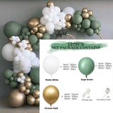 137Pcs/set Retro Green White Balloons Garland Chrome Gold White Green Balloon Chain Arch for Baby Shower Bridal Wedding Party De