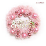 Cifeeo 30Cm Pink Christmas Wreath Rose Gold Xmas Ball Letter Merry Christmas Door Garlands Oranments Naviidad Goods Happy New Year 2022