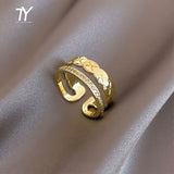 Luxury Zircon Double Student Opening Rings For Woman New Fashion Gothic Finger Jewelry Wedding Party Girl's Sexy Ring