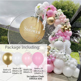 129Pcs White Pink Baby Shower Balloons Set DIY Arch Garland Baloon Chain Kit Birthday Party Globos Anniversary Backdrop Decor