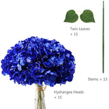 Christmas Gift Silk Hydrangea Flowers Artificial Flowers Heads with Twin Leaves and Stems for Home Wedding Party Decorations