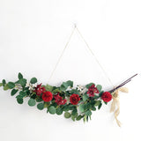 Christmas Gift Artificial Eucalyptus Leaves Vine Green Silk Leaf Fake Rattan Artificial Plants Ivy Wreath Garland Wall Hanging Wedding Decor