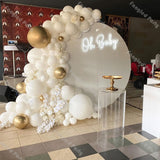 102pcs Baby Shower Balloons Garland White Chrome Gold Gender Reveal Balloon Arch Birthday Party Favors Wedding Anniversary Decor