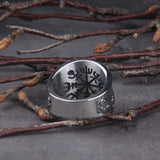 Christmas Gift 2020 Hot Selling Stainless Steel Red Stone Ring Viking raven and wolf ring never fade rune ring as men gift