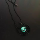 Punk Gothic Witch Black Moon Necklace Triple Moon Goddess Blue Stone Necklace Women Black Moon Necklaces Pendants Jewelry Gift