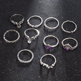 Graduation Gift 2022 NEW 10 Pcs /Set Retro Crystal Drill Crown Knuckle Rings Fashion Jewelry Women Charm Ring Wedding Rings for Women