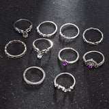 Graduation Gift 2023 NEW 10 Pcs /Set Retro Crystal Drill Crown Knuckle Rings Fashion Jewelry Women Charm Ring Wedding Rings for Women