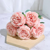 Christmas Gift Best Selling Beautiful Rose Peony Artificial Silk Flowers Small White Bouquet Home Party Winter Wedding Decoration Fake Flowers