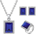 High Quality Black CZ Crystal Wedding Necklace &Earring &Ring 3 Set Gold Color Pendant Jewlery Set Gift Wholesale Jewelry Sets