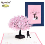 10 Pack Cherry Tree Pop-Up Flowers Card for Anniversary Valentines Mothers Day Birthday All Occasions 3D Greeting Cards
