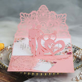 10pcs European Laser Cut Wedding Invitations Card 3D Tri-Fold Diamond Ring Elegant Greeting Card Wedding Party Favor Decoration