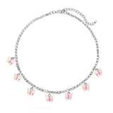 Cifeeo Fashion Bling Crystal Tennis Chain Choker Necklace for Women Gold Silver Color 7 Butterfly Cherry Pendant Necklace Party Jewelry