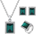 High Quality Black CZ Crystal Wedding Necklace &Earring &Ring 3 Set Gold Color Pendant Jewlery Set Gift Wholesale Jewelry Sets